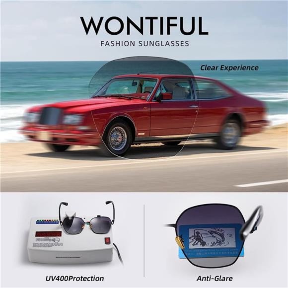 Sunglasses Women's Polarized Sunglasses Metal Frame Fashion Purple - Picture 3 of 6